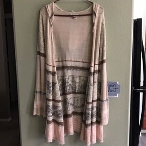 Mudd Women’s Long Hoodie Multi-Color Wrap Sweater